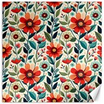 Flowers Flora Floral Background Pattern Nature Seamless Bloom Background Wallpaper Spring Canvas 12  x 12 