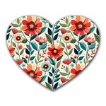 Flowers Flora Floral Background Pattern Nature Seamless Bloom Background Wallpaper Spring Heart Mousepad
