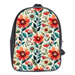 Flowers Flora Floral Background Pattern Nature Seamless Bloom Background Wallpaper Spring School Bag (Large)