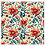 Flowers Flora Floral Background Pattern Nature Seamless Bloom Background Wallpaper Spring Square Satin Scarf (36  x 36 )