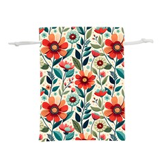 Flowers Flora Floral Background Pattern Nature Seamless Bloom Background Wallpaper Spring Lightweight Drawstring Pouch (L) from ArtsNow.com Front