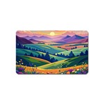 Field Valley Nature Meadows Flowers Dawn Landscape Magnet (Name Card)