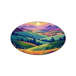 Field Valley Nature Meadows Flowers Dawn Landscape Sticker Oval (100 pack)