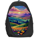Field Valley Nature Meadows Flowers Dawn Landscape Backpack Bag