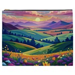 Field Valley Nature Meadows Flowers Dawn Landscape Cosmetic Bag (XXXL)