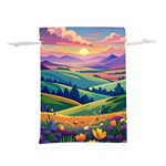 Field Valley Nature Meadows Flowers Dawn Landscape Lightweight Drawstring Pouch (M)