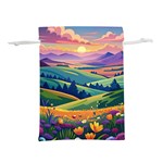 Field Valley Nature Meadows Flowers Dawn Landscape Lightweight Drawstring Pouch (L)