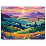 Field Valley Nature Meadows Flowers Dawn Landscape Premium Plush Fleece Blanket (Extra Small)