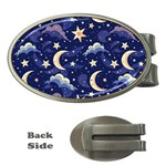 Night Moon Seamless Background Stars Sky Clouds Texture Pattern Money Clips (Oval) 
