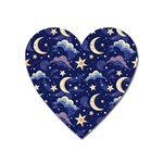 Night Moon Seamless Background Stars Sky Clouds Texture Pattern Heart Magnet