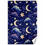 Night Moon Seamless Background Stars Sky Clouds Texture Pattern Canvas 24  x 36 