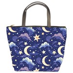 Night Moon Seamless Background Stars Sky Clouds Texture Pattern Bucket Bag