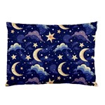 Night Moon Seamless Background Stars Sky Clouds Texture Pattern Pillow Case
