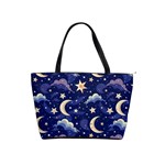 Night Moon Seamless Background Stars Sky Clouds Texture Pattern Classic Shoulder Handbag