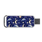 Night Moon Seamless Background Stars Sky Clouds Texture Pattern Portable USB Flash (Two Sides)
