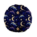 Night Moon Seamless Background Stars Sky Clouds Texture Pattern Standard 15  Premium Round Cushions