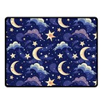 Night Moon Seamless Background Stars Sky Clouds Texture Pattern Two Sides Fleece Blanket (Small)