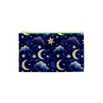 Night Moon Seamless Background Stars Sky Clouds Texture Pattern Cosmetic Bag (XS)