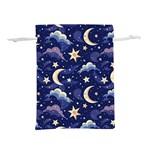 Night Moon Seamless Background Stars Sky Clouds Texture Pattern Lightweight Drawstring Pouch (L)