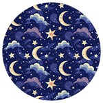 Night Moon Seamless Background Stars Sky Clouds Texture Pattern Round Trivet