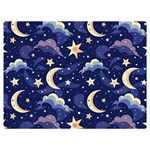 Night Moon Seamless Background Stars Sky Clouds Texture Pattern Premium Plush Fleece Blanket (Extra Small)