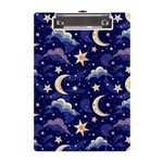 Night Moon Seamless Background Stars Sky Clouds Texture Pattern A5 Acrylic Clipboard