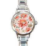 Flowers Plants Sample Design Rose Garden Flower Decoration Love Romance Bouquet Round Italian Charm Watch