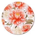 Flowers Plants Sample Design Rose Garden Flower Decoration Love Romance Bouquet Magnet 5  (Round)
