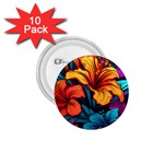 Hibiscus Flowers Colorful Vibrant Tropical Garden Bright Saturated Nature 1.75  Buttons (10 pack)