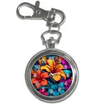 Hibiscus Flowers Colorful Vibrant Tropical Garden Bright Saturated Nature Key Chain Watches