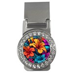 Hibiscus Flowers Colorful Vibrant Tropical Garden Bright Saturated Nature Money Clips (CZ) 