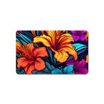 Hibiscus Flowers Colorful Vibrant Tropical Garden Bright Saturated Nature Magnet (Name Card)