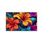 Hibiscus Flowers Colorful Vibrant Tropical Garden Bright Saturated Nature Sticker Rectangular (10 pack)