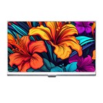 Hibiscus Flowers Colorful Vibrant Tropical Garden Bright Saturated Nature Business Card Holder