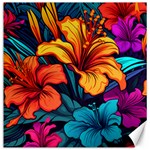 Hibiscus Flowers Colorful Vibrant Tropical Garden Bright Saturated Nature Canvas 12  x 12 