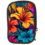 Hibiscus Flowers Colorful Vibrant Tropical Garden Bright Saturated Nature Compact Camera Leather Case