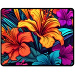 Hibiscus Flowers Colorful Vibrant Tropical Garden Bright Saturated Nature Fleece Blanket (Medium)