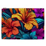 Hibiscus Flowers Colorful Vibrant Tropical Garden Bright Saturated Nature Cosmetic Bag (XXL)