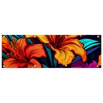Hibiscus Flowers Colorful Vibrant Tropical Garden Bright Saturated Nature Banner and Sign 9  x 3 