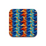Clouds Stars Sky Moon Day And Night Background Wallpaper Rubber Coaster (Square)