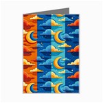 Clouds Stars Sky Moon Day And Night Background Wallpaper Mini Greeting Card