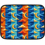 Clouds Stars Sky Moon Day And Night Background Wallpaper Fleece Blanket (Mini)