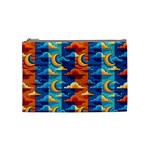 Clouds Stars Sky Moon Day And Night Background Wallpaper Cosmetic Bag (Medium)