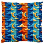Clouds Stars Sky Moon Day And Night Background Wallpaper Large Cushion Case (One Side)