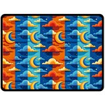 Clouds Stars Sky Moon Day And Night Background Wallpaper Two Sides Fleece Blanket (Large)
