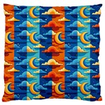 Clouds Stars Sky Moon Day And Night Background Wallpaper Standard Premium Plush Fleece Cushion Case (One Side)