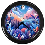 Nature Night Bushes Flowers Leaves Clouds Landscape Berries Story Fantasy Wallpaper Background Sampl Wall Clock (Black)