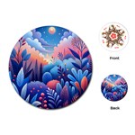 Nature Night Bushes Flowers Leaves Clouds Landscape Berries Story Fantasy Wallpaper Background Sampl Playing Cards Single Design (Round)