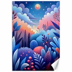 Nature Night Bushes Flowers Leaves Clouds Landscape Berries Story Fantasy Wallpaper Background Sampl Canvas 12  x 18 
