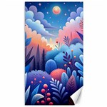 Nature Night Bushes Flowers Leaves Clouds Landscape Berries Story Fantasy Wallpaper Background Sampl Canvas 40  x 72 
